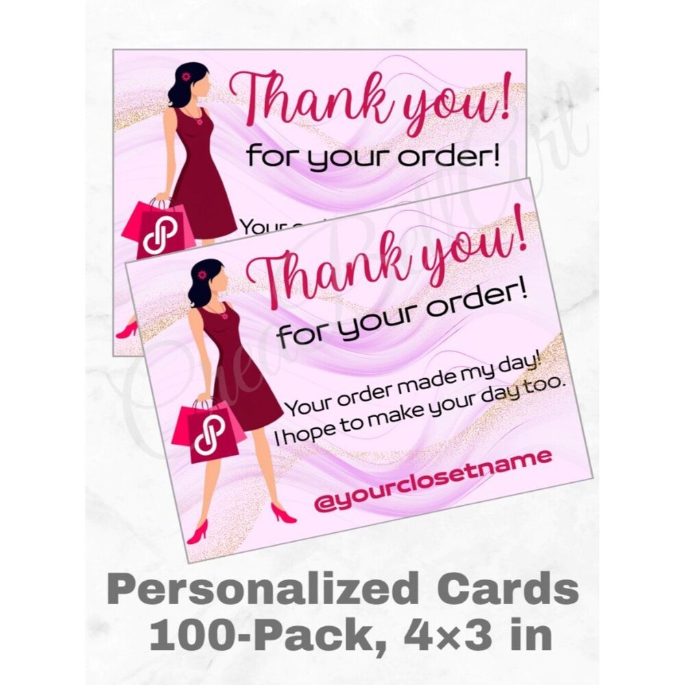 100 Poshmark Shopping Thank You Cards 4 x 3 in